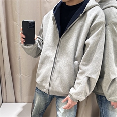 抖音得物高品质二开26春装美式重磅宽松结构双面连帽卫衣外套W68，女装短外套，电商A486