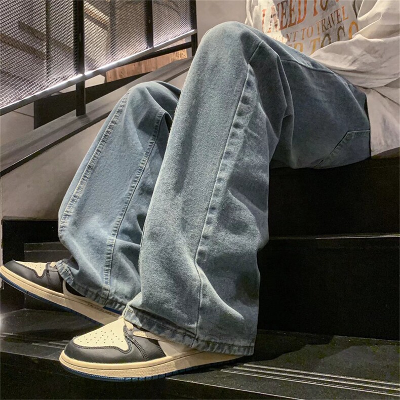 复古牛仔裤男女宽松直筒春季高街潮牌美式街头vibe长裤N2958-P40,男装牛仔裤,星座1008