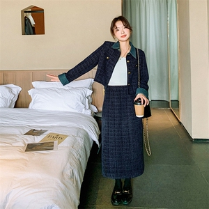 温柔系气质穿搭一整套高级感女2025春季新款小香风外套半身裙套装图片