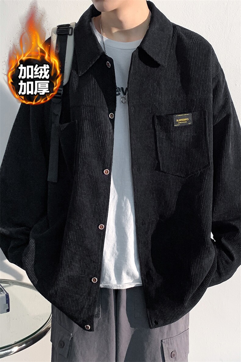 2025冬款加绒加厚灯芯绒夹克男时尚潮流长袖衬衫外套J60821-P65,男装夹克,电商A001-1