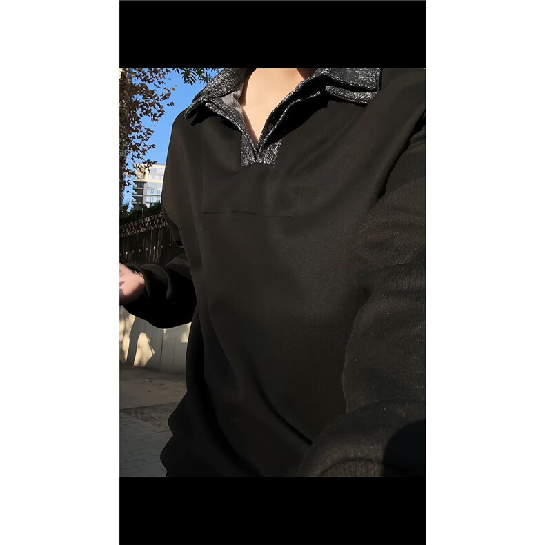 男士春秋卫衣设计款美式长袖打底衫polo衫假两件双领卫衣外套男,男装T恤,电商B319