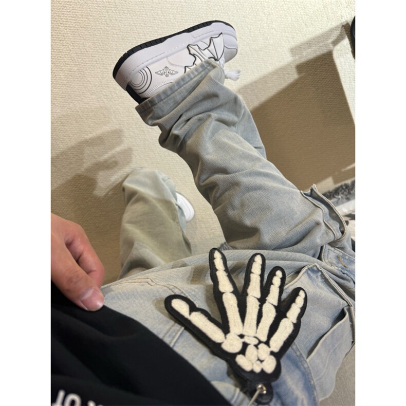 【有货】浅蓝色多口袋工装牛仔裤男款宽松美式裤子K8034LL-特P56,男装牛仔裤,星座1007（原301D）
