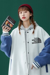 中性风 2022秋季新款设计感潮牌印花宽松棒球服夹克G95--p65控88图片