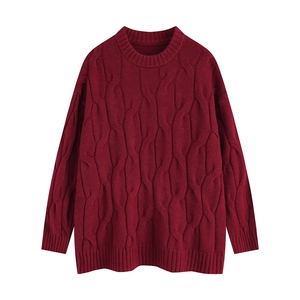 光板 得物\唯品\抖音二开 多巴胺冬季加厚绞花圆领毛衣 M503TP50图片