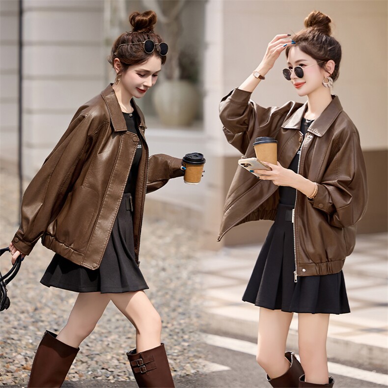 海宁皮衣女2025年新款仿绵羊皮高端机车皮夹克短款外套休闲，女装皮衣，江南女神