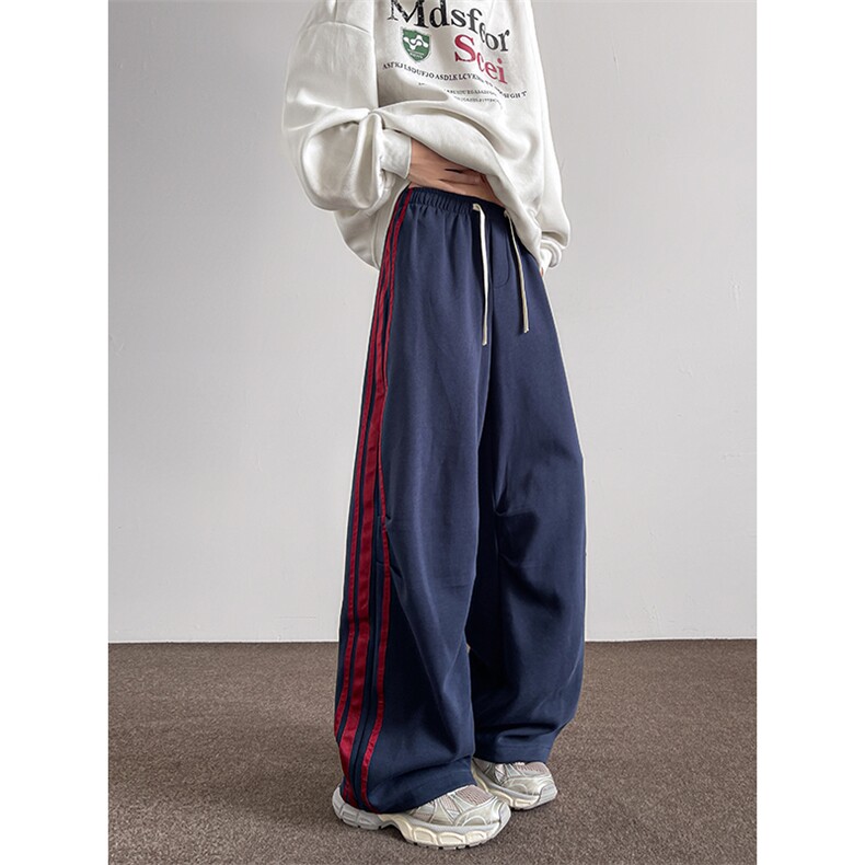 8XL-M美式复古三条杠休闲裤子加绒特大码阔腿卫裤KZ1935P60加绒70,男装休闲裤,电商B238