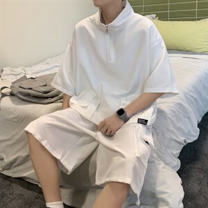 nis短袖短裤夏季休闲套装2025夏季男港风宽松T恤 XZ212-QT351-P45，男装牛仔裤，星座212