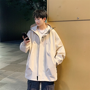 JK745 P78港风二开宽松冲锋衣工装夹克百搭落肩简约上衣外套图片