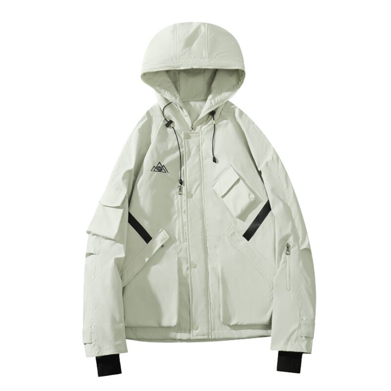 冬新防水多口袋滑雪服中性风情侣款加棉加厚大码夹克外套M78-P155,男装棉衣,电商A001-1