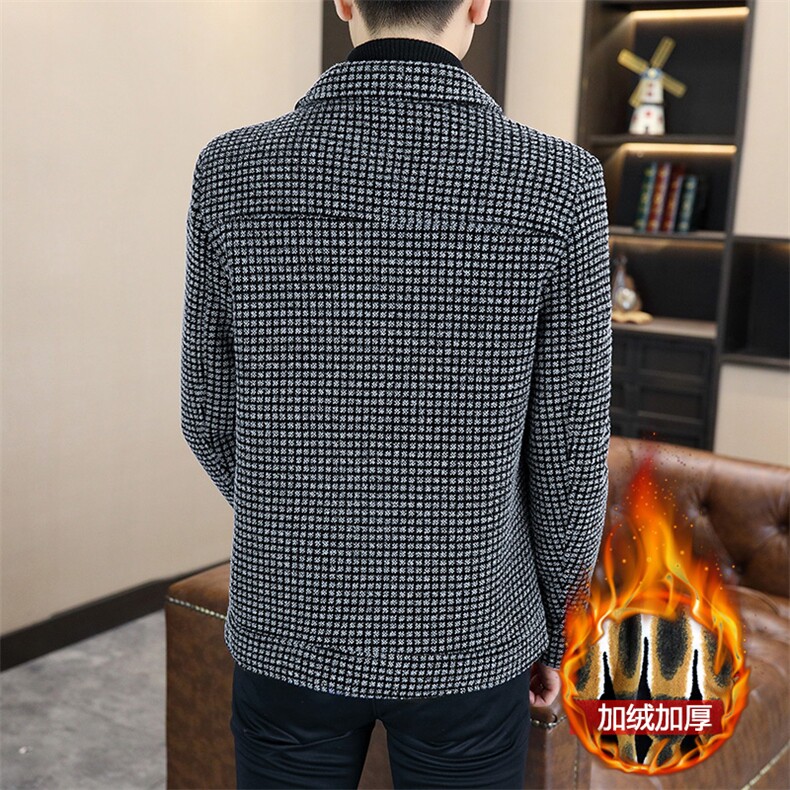 男式翻领加绒加厚夹克外套型男休闲百搭青年毛呢D19-P135,男装夹克,星座310B-3