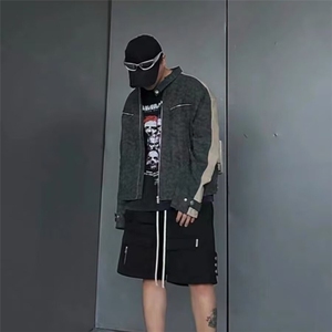 现货DJK701-批75黑色短款PU皮外套男女春秋皮衣夹克潮图片