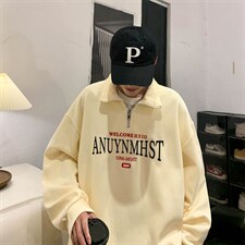 WY34-P33港风加绒Polo卫衣，男装卫衣，星座1501-1