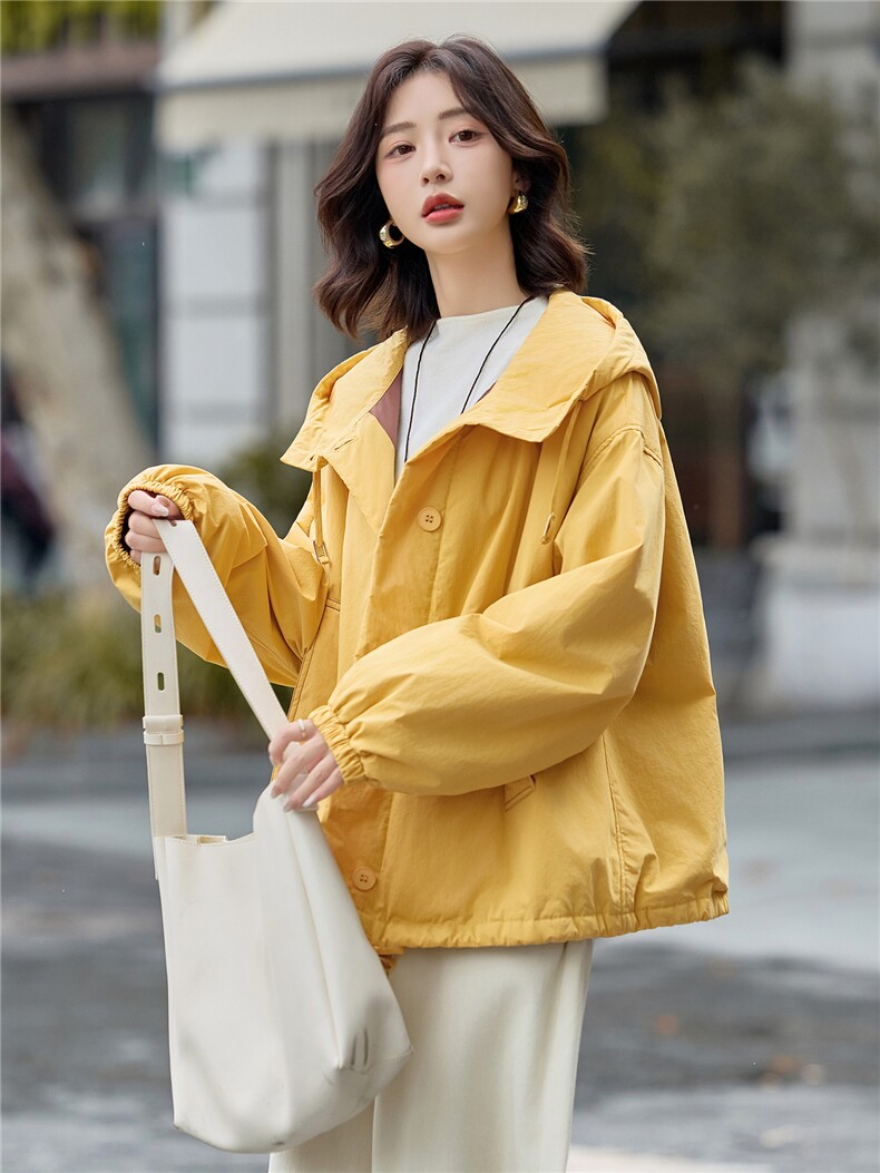 藏青色连帽宽松休闲夹棉外套女2025冬季极简廓形慵懒感小个子棉服,女装棉衣/棉服,梦懿尔