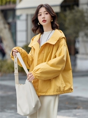藏青色连帽宽松休闲夹棉外套女2025冬季极简廓形慵懒感小个子棉服，女装棉衣/棉服，梦懿尔