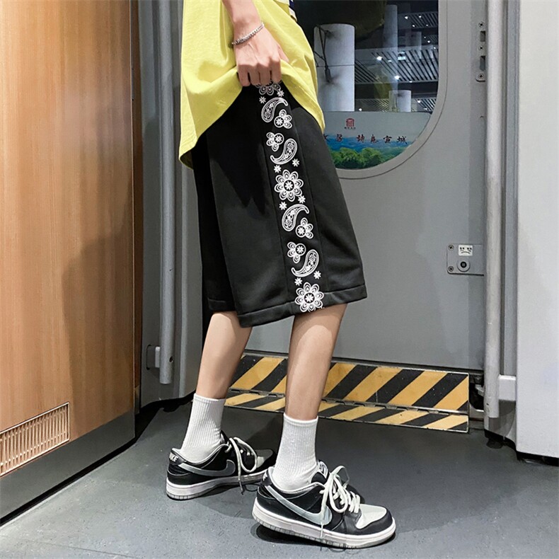 2023夏季新款港风外景大码侧边腰果花短裤M-5XHK21260-P25,男装休闲裤,电商A022