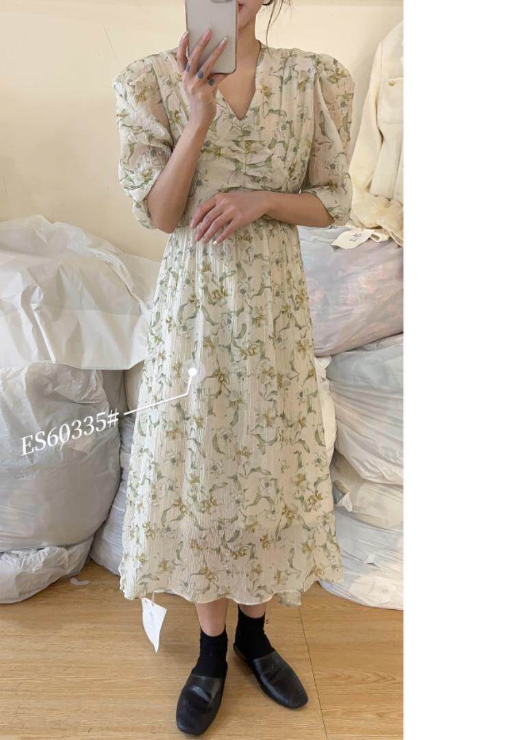 爆单花色连衣裙，女装连衣裙，唇蔻