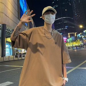 港风夏季新款250g纯棉水洗做旧刺绣T恤618A-819-P48图片