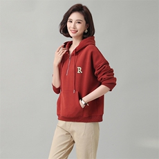 时尚宽松加绒卫衣女秋冬新款韩版百搭显瘦连帽长袖上衣外套潮，女装卫衣/绒衫，秋牧寒烟