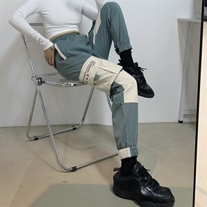 518-K18 秋季中性风港风工装裤男女潮流长裤子P55图片