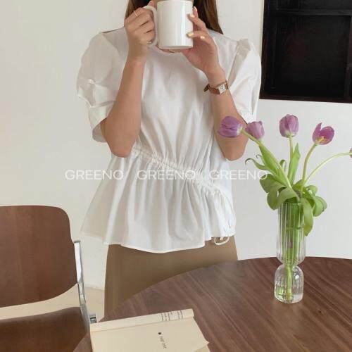 松紧抽绳小衫，女装，GREENO