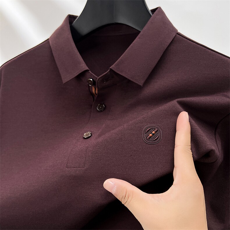 男士春季新款长袖翻领T恤主推款大货稳定，男装T恤，钱塘207-1