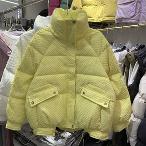 立领白色羽绒服女2021冬季新款韩版宽松时尚洋气加厚棉袄外套图片