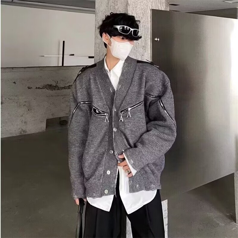 A188-P54日系复古开衫毛衣男秋冬款新中式针织衫冬季高级感,男装针织衫/毛衣,电商B323A