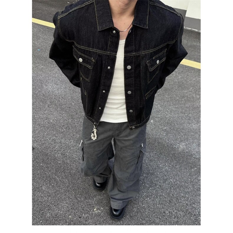 牛仔外套男春秋季2025新款美式潮流工装休闲夹克男士秋装,男装工装外套,星座506A