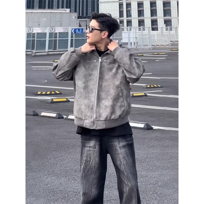 黑色闪电竹节纹牛仔裤男款春秋款工装裤子美式显腿长直筒微喇裤,男装牛仔裤,四季星座505