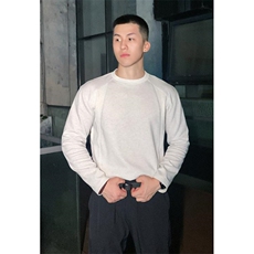 抖音得物高品质美式高街重磅曼巴棉cleanfit螺纹拼接卫衣长袖T恤，男装T恤，电商A486-1