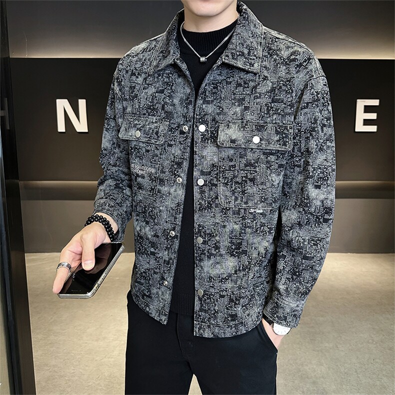 店主风秋季新款潮流复古水洗牛仔衬衣男夹克外套B338-5029-P115,男装工装外套,电商B338