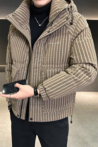 标50白鸭绒连帽加厚品质男装皮羽绒服大货C317-Y826--P295图片