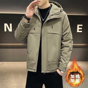 秋冬加棉加厚大码外套男士帅气连帽夹克潮流时尚男棉衣ZY803-P80图片