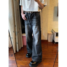 流行ins复古水洗黑色时尚裤子日系原宿简约慵懒气质潮流NY3020，男装牛仔裤，星座1116A（原606A-3）