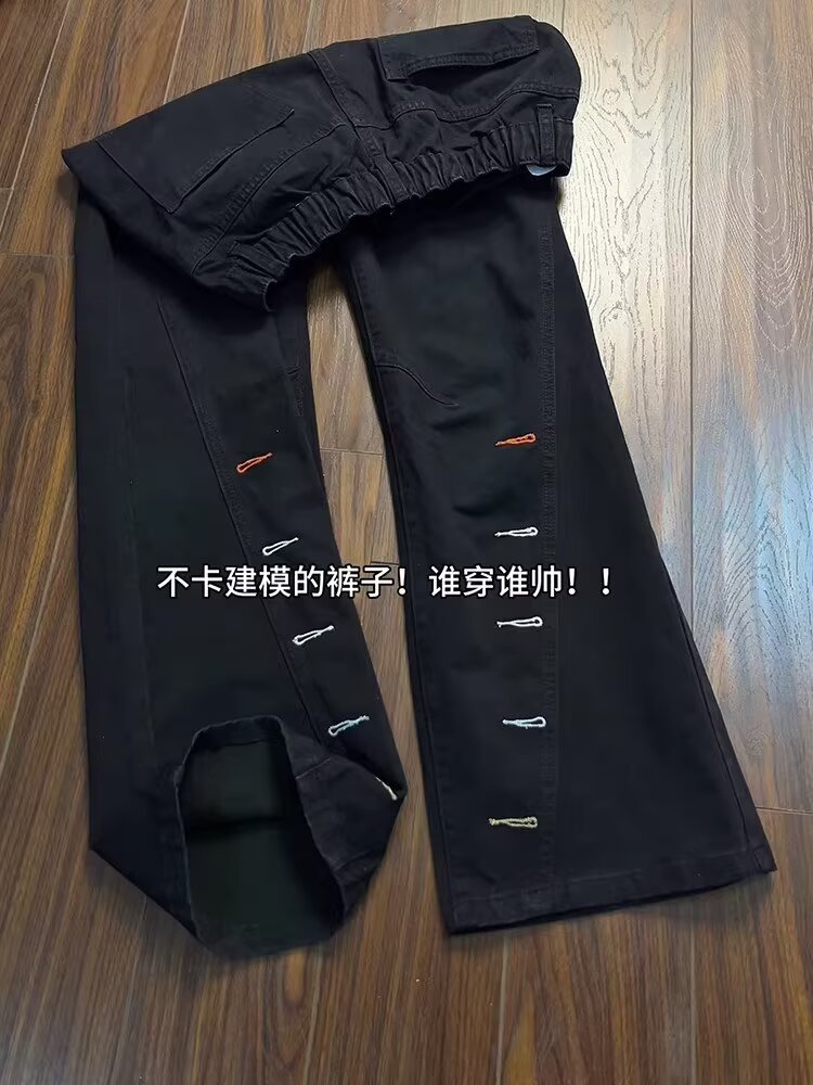 美式高街刺绣裤子男新款潮牌百搭宽松直筒阔腿休闲裤WLB2800-P46,男装休闲裤,星座1008