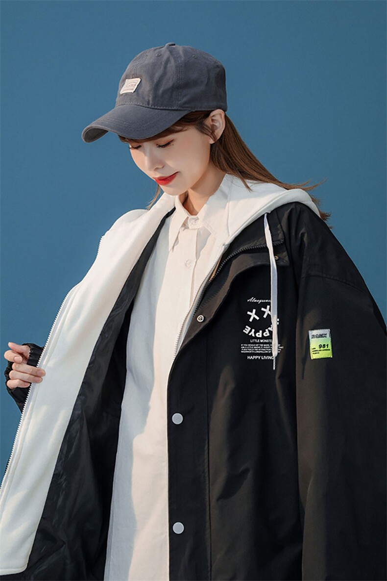 ！秋装新款韩版爱心创意时尚潮流假两件连帽夹克G375P65控88,男装夹克,A247A