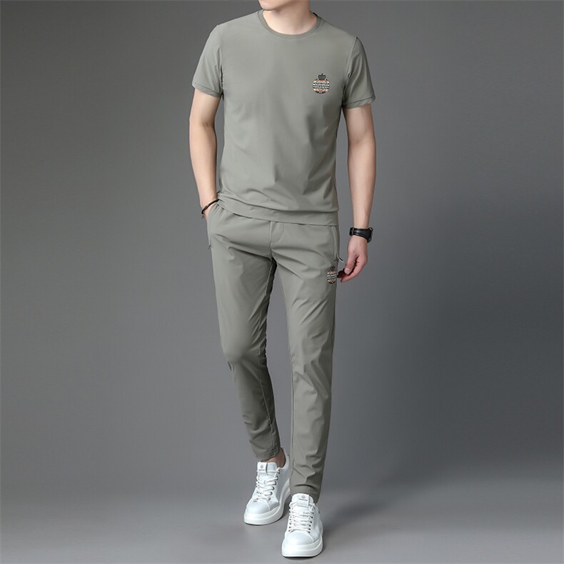 休闲运动服套装夏季2023年新款男装高端帅气潮流两件套衣服男,男装休闲套装,电商B212（原钱塘6029）
