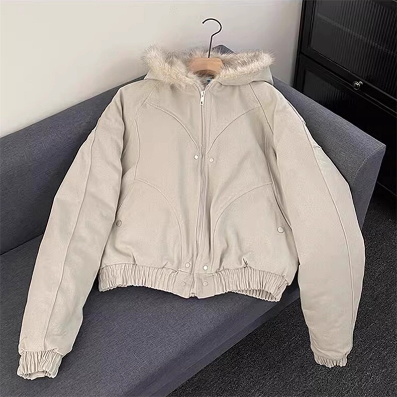 现货高品质美式高街冬季重磅硬挺短款座山雕毛领棉衣男女加厚外套,男装棉衣,电商A486