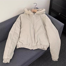 现货高品质美式高街冬季重磅硬挺短款座山雕毛领棉衣男女加厚外套，男装棉衣，电商A486