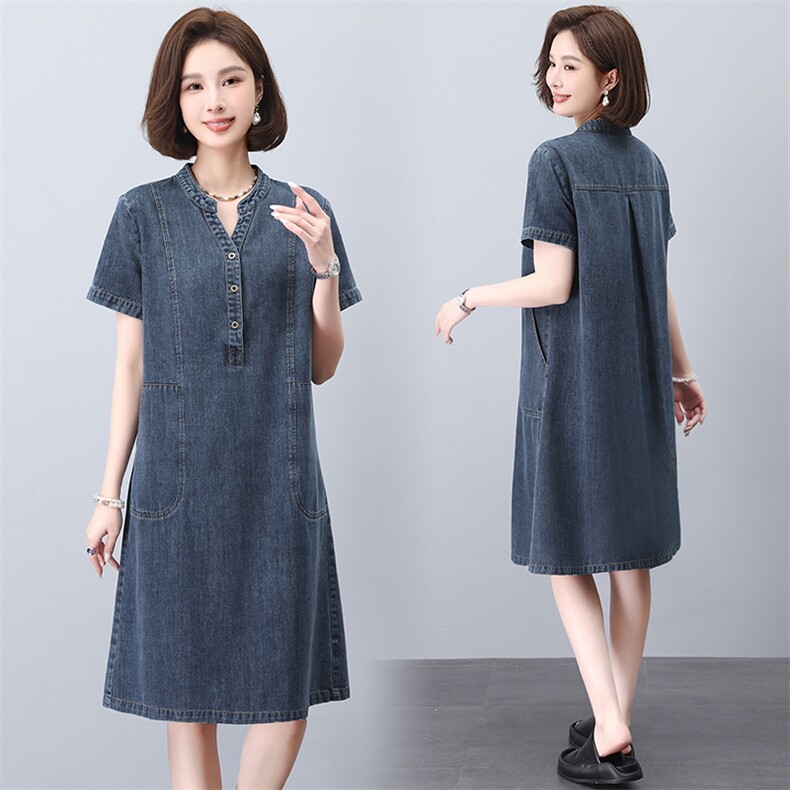 牛仔连衣裙2025新款今年流行爆款夏季a字高级感遮肚子妈妈裙子女，女装牛仔裙，韩派