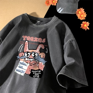 量大优 供视频  240g重磅美式炒雪花水洗做旧短袖t恤STX534-特P25图片