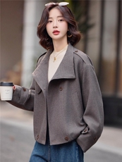 夹棉加厚复古大衣女宽松显瘦百搭年轻2025秋冬款时尚保暖外套，女装棉衣/棉服，靓衣阁