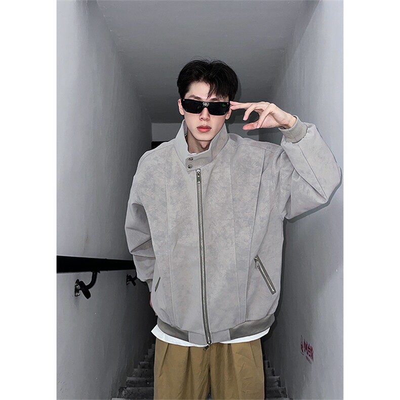 现货春季抖音得物高品质扎染PU皮衣立领雾面皮夹克外套男，男装夹克，星座301D-2(原星座1004-1）