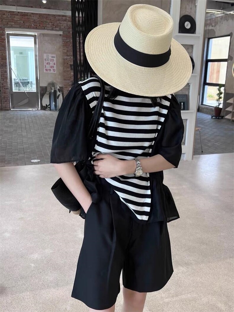 拼接条纹上衣，其它，依多坊