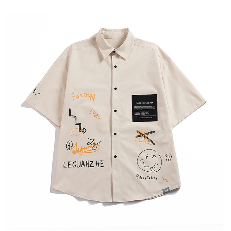 2023夏季新款港风大皂大码短袖衬衫套装M-5XHQ21305-P60,男装休闲套装,电商A022