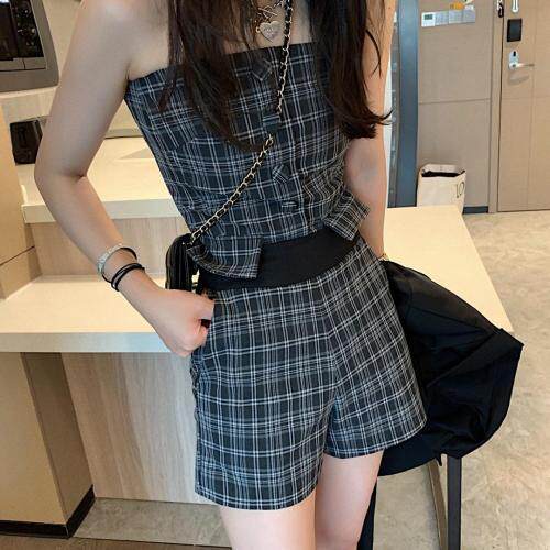 灰格短裤，女装，XTZ style