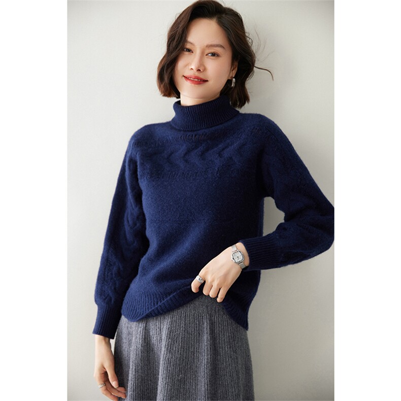 时尚高领麻花编织女士羊绒衫舒适保暖显瘦毛衣,女装羊绒衫,迎冬羊绒
