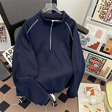 半高领拉链卫衣男女宽松廓形休闲外套1477P47，男装卫衣，星座410-2