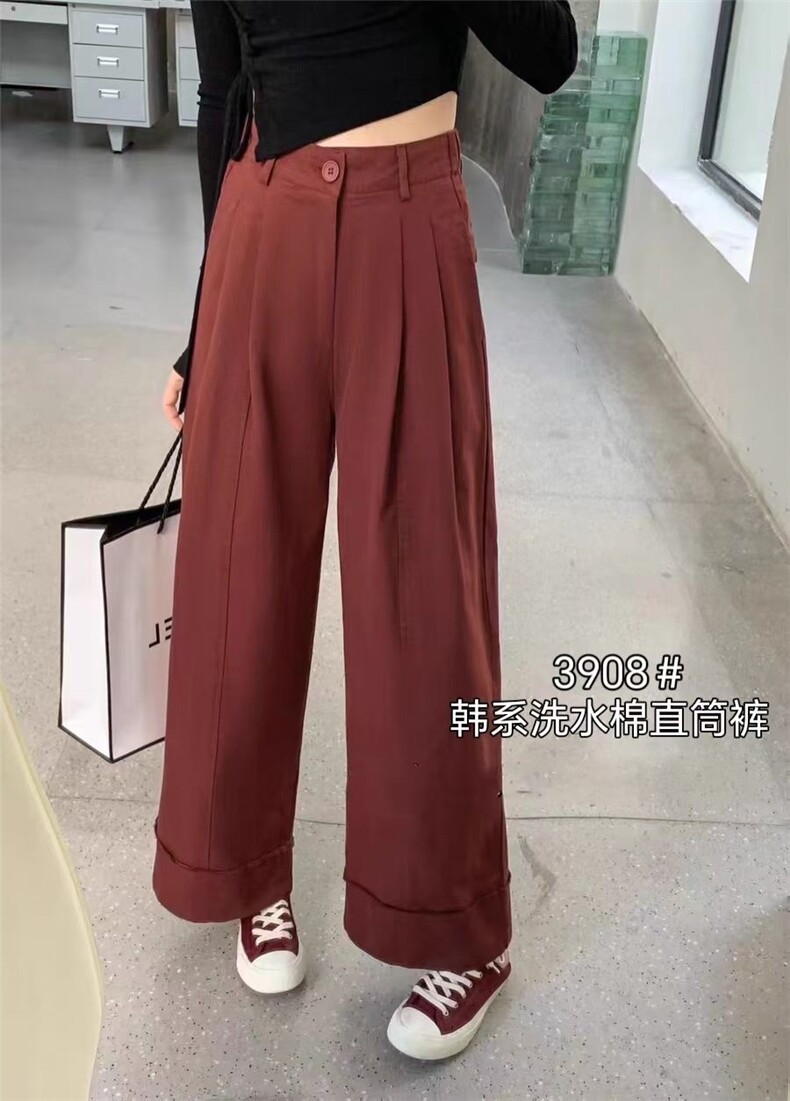 2025年秋季系绳长裤中腰直筒裤时尚百搭简约大方,女装休闲裤,洛丽兰可