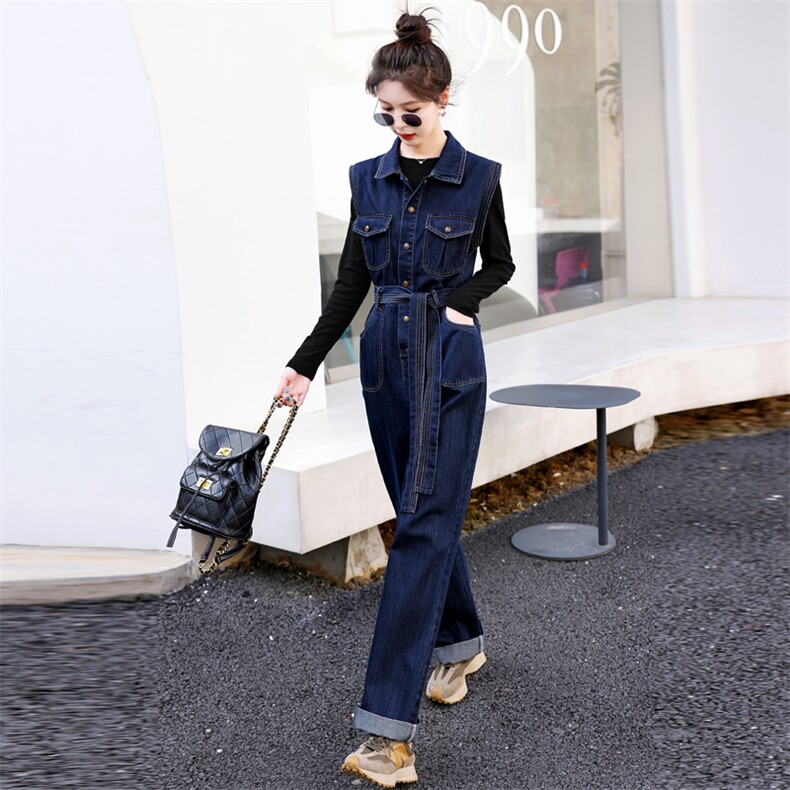 2024新款上衣连体裤裤子套装牛仔时尚气质两件套，女装连体裤，瑶迪